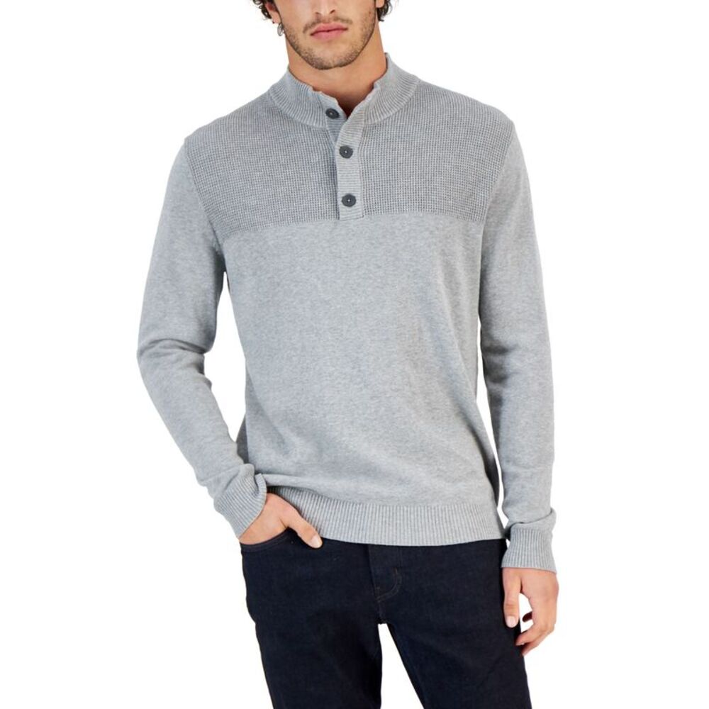 Club Room Mens Button Mock Neck Sweater